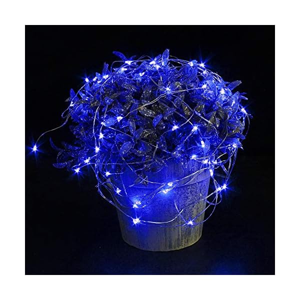 CYLAPEX 12 Stück blaue Lichterkette, batteriebetrieben, sternenklare Lichterkette auf 1 m silberfarbenem Kupferdraht DIY… – Bild 5