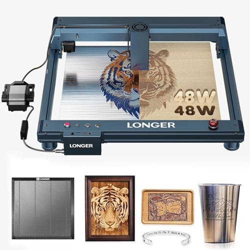 Longer B1 40W Laser Engraver, 48000mW Output Laser Cutter Machine with Auto Air Assist,440 * 440mm Honeycomb Working Table,DIY Laser Engraver for Wood and Metal，Engraving Speed of 36000 mm/min
