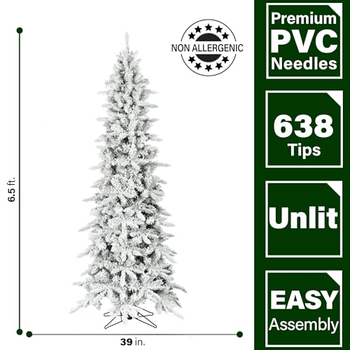 Fraserhillfarm65ftslimmountainpineflockedartificialchristmastreewithstandunlitfoldablefaketreewithrealisticsnowyfoliageforhomedecoration  Urban Country Home Decor Fraser hill farm 65 ft slim mountain pine flocked artificial christmas tree with stand unlit foldable fake tree with realistic snowy foliage for home decoration  urban country home decor