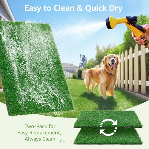 Image of LOOBANI Dog Grass Pee Pads, Artificial Dog Grass Pads for Potty Tray, Fake Grass for Dogs to Pee On, Outdoor Indoor Pee Grass for Dog Potty(14*18 inch)