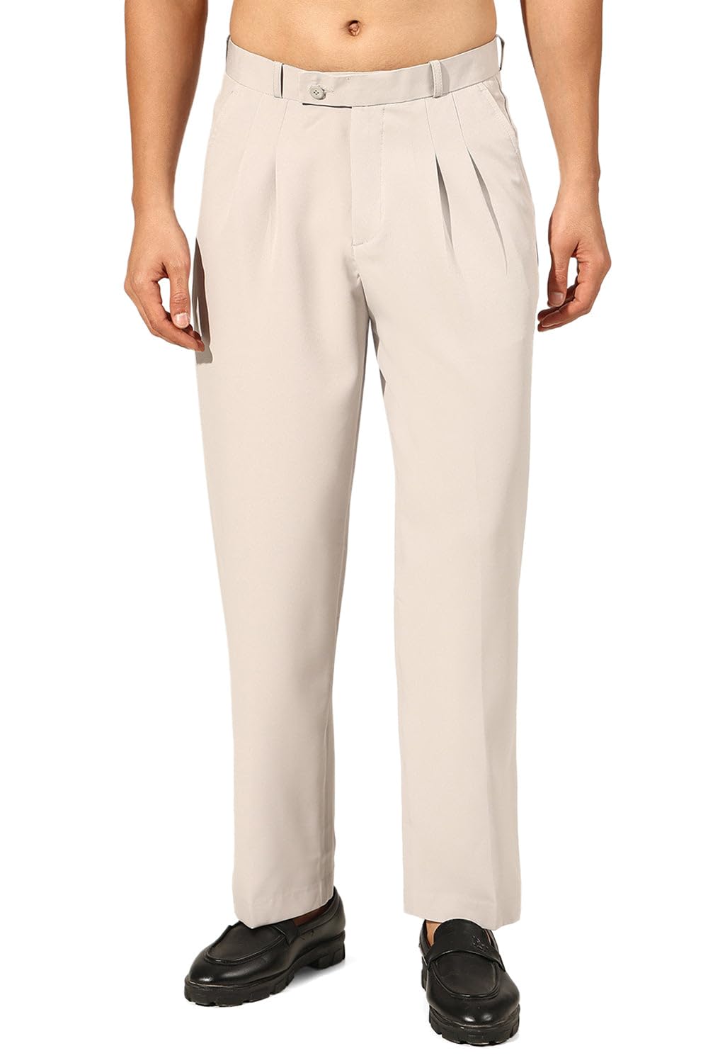 showoffff Men's Pleated Grey Regular Fit Formal Trouser-JE-64A_Grey-picture-34