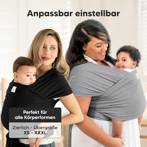 KeaBabies Babytrage Ab Geburt - Atmungsaktive Babytragetücher, Babytrage Neugeborene Ab Geburt, Babytuch Tragetuch Baby Neugeborene, Kleinkind Handfreie Baby Carrier (Stone Gray)
