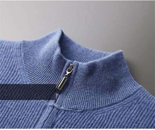 Men's 100 Percent Cashmere Zipper Cardigan Sweater Casual Stand Collar Knitted Cardigan3