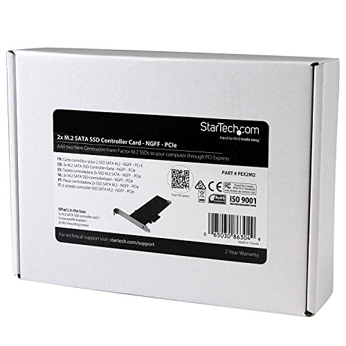 Image of StarTech 2x M.2 SATA SSD Controller Card, PCIe, SATA III 6Gbps (PEX2M2)