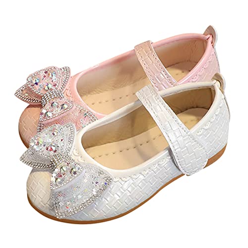Toddler/Little Kid Girl's Sandals Dress Mary Jane Ballet Flat Shoes Bow Flower Girl Wedding Party Ballerina Flat Shoes (Pink, 11 Toddler)2