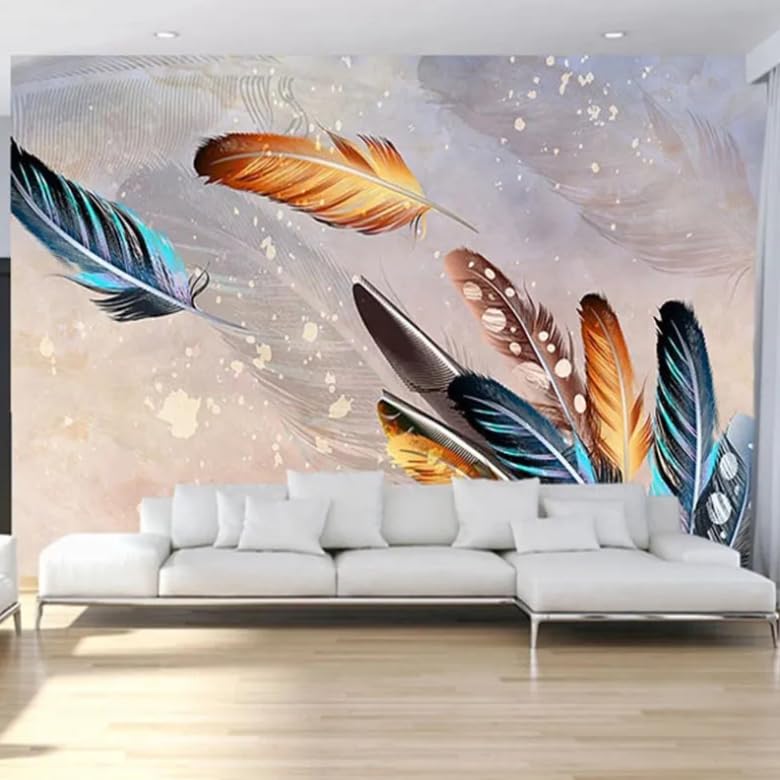 Papier peint plume moderne 3D sublime le mur de votre salon cosy