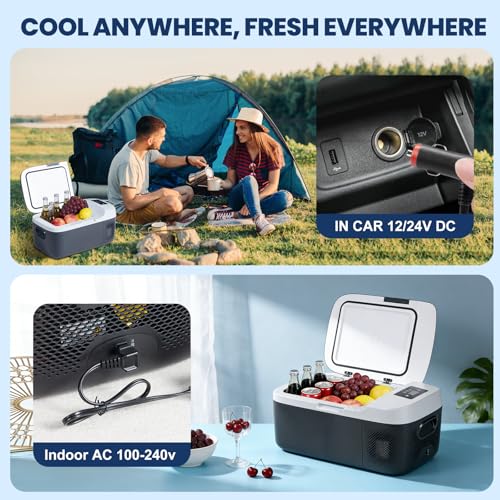 Image of OLIXIS Portable Car Refrigerator, 17QT Single-Zone Electric Cooler for Vehicles, -4℉-68℉ Freezer Smart Control via Bluetooth with Car Battery Protection, Child Lock, 12 /24V DC & 100-240V AC Powered