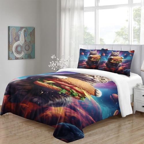 Funda nórdica de gato 3D 220x240 juego de cama juvenil microfibra suave con cremallera 5