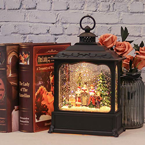 Image of Eldnacele Musical Snow Globe Lantern with Timer, Lighted USB /Battery Operated Swirling Singing Water Glittering Lantern, Snow Globes for Adults and Kids Christmas Decoration- Carolers