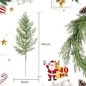 Hananona 40 pcs artificial pine sprigs faux greenery stems pine picks plastic christmas decor diy holiday accessories 40 green  urban country home decor