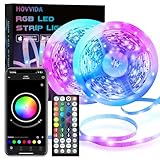 HOVVIDA Tira LED 10M, RGB 5050 Luces LED, 30 LED/Metro, APP y Mando a distancia, 300 LED, Modo de Música, Modo de Temporización, LED para Habitación, Sala, Cocina, Dormitorio, Bar, Fiesta