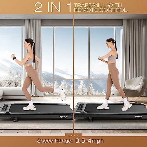 FUNMILY Walking Pad Treadmill with 8% Incline, 2.5HP 300 Lb Capacity Under Desk Treadmill for Home Office, 2 in 1 Portable Mini Compact Treadmill with Remote Control, Led Touch Screen(Black) - Image 9
