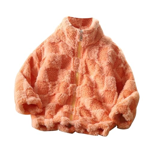 Youth Girls Fleece Full Zip Coat Stand Collar Long Sleeve Thicken Plush Fuzzy Jacket Toddler Girls Cute Trendy Outwear