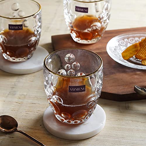 Image of The Artment your artistic apartment Your Artistic Apartment Gold Rimmed BubbleSwirl Crystal Whiskey Glasses Set of 8 for Drinkng Water | Wine | Wishkey | Juice| Cocktail | Home, Kitchen and Bar