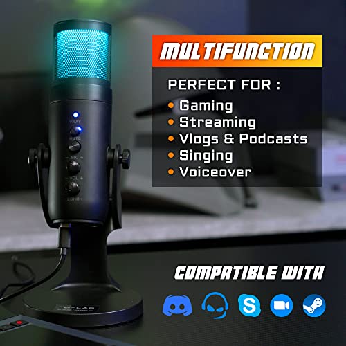 THE G-LAB K-Mic Natrium Gaming-Mikrofon RGB - Hohe Audioqualität, Anti-Vibrations-Unterstützung - USB-Desktop-Mikrofon Ideal für Gaming, Streaming, Podcast, Twitch, YouTube für PC/PS4/PS5 - NEU 2022 - Image 7