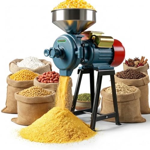 3000W Electric Grain Mill Grinder, Commercial Corn Mill with 11" Funnel, 1590r/min Spice Grinders, Thickness Adjustable Dry & Wet Grain Grinder, Heavy Duty Flour Grain Mill Wheat Grinders