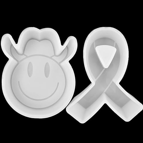 VONZK Juego de 2 moldes de silicona Freshie para automóvil para cuentas aromáticas, molde hecho a mano (cinta + vaquero sonriente con sombrero)