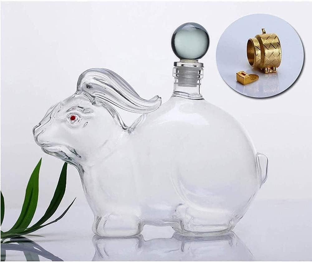 デカンタ ウイスキーデカンタ うさぎウィスキーデカンタ ゾディアックアニマルリカーディスペンサー うさぎ型ガラスデカンタ ホームバー