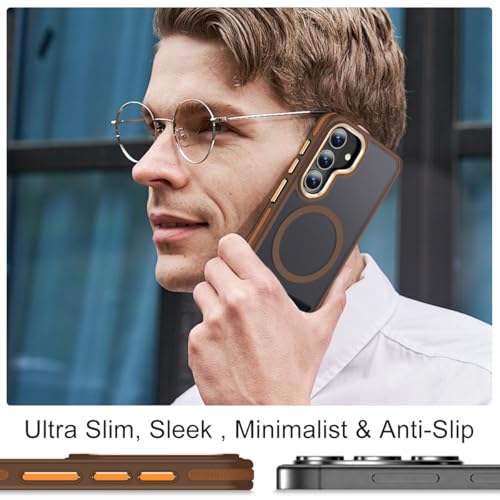 Image of MALEWOLF Stand Case for Samsung Galaxy S26 Compatible with Magsafe, Translucent Magnetic Cover [Military Grade Protection] [Anti-Slip Technology], Color Hybrid Galaxy S26 Phone Case (Brown)