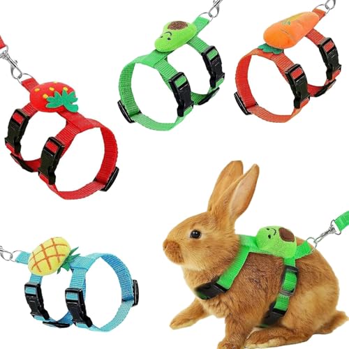 Guyode 4 Pezzi Guinzaglio per Conigli con Decorazioni Pettorina Coniglio Nano Guinzaglio per Gatti Antifuga Cane Taglia Piccola Pettorine Cani Giochi Conigli Criceto Fune di Trazione