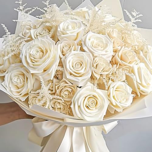 Image of woric Ivory Satin Ribbon 1 1 /2 Inch 60 Yards Cream Ribbon for Wedding Flower Bouquet Bridal Decoration Making Bows Handmade Roses Graduation Leis Cake Gift Wrapping