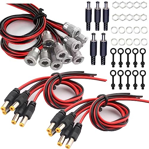10 Pezzi 5.5 mmx2.1 mm Connettori DC a Pannello Jack Alimentazione DC Presa DC Power Pigtail Cable 5.5 x 2.1mm Per Connettore Femmina da CCTV Home Security Surveillance Camera
