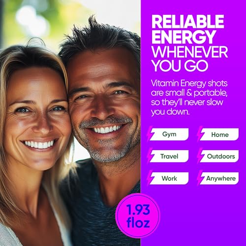 Image of Vitamin Energy Focus+ Extra Strength Energy Shot Berry 4 Pack, 260mg Natural Caffeine, B-Vitamins, CoQ10, Amino Acids, Focus, Productivity & Clarity, Zero Sugar, Gluten-Free, 1.93 fl oz