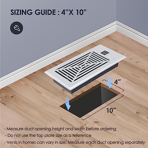 Biowind Smart Register Vent, Quiet Register Booster Fan Fits 4" X 10" Register Holes With Remote Control And Thermostat Control, Heating Cooling Ac Vent Fan - White #TOP2
