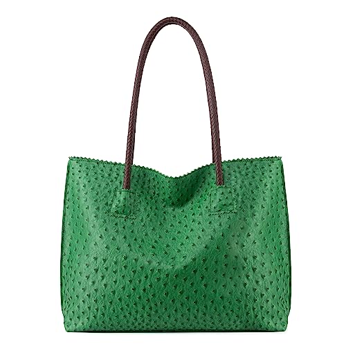 Image of Milan Chiva Tote Bag for Women with Zipper Large Ostrich Vegan Leather Shoulder Purses and Handbags