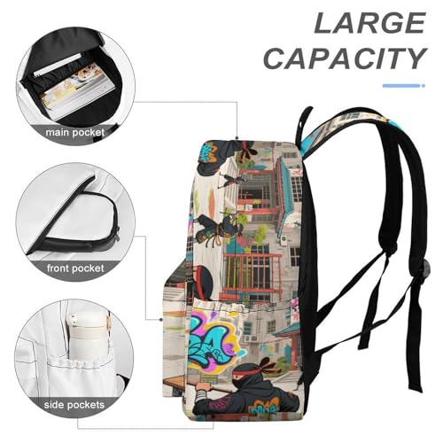 Ninja Academy Printed Backpack Water-Resistant Pack Stylish Bag Lightweight Travel Backpack4