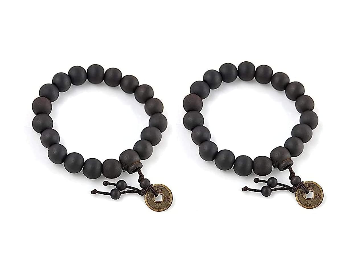The Extra Wooden Beads Band Stretchable Handmade Bracelet with Good Luck Feng Shui Lucky Coin for Men & Women (Pack of 2) (B0C1GTVGDN) Amazon Price History, Amazon Price Tracker