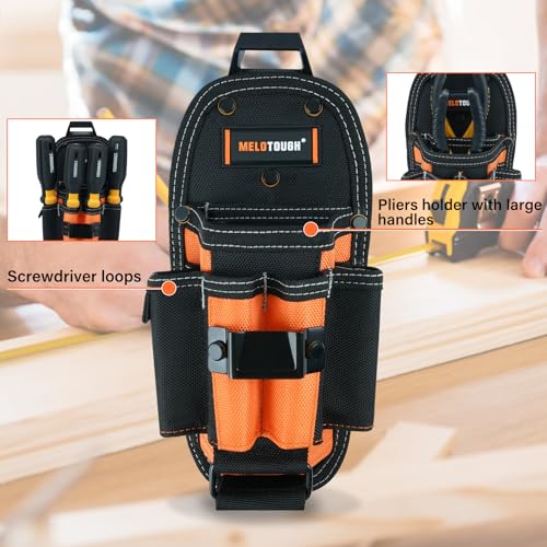 Image of MELOTOUGH 7-Pocket Technician Pouch-Small Pocket Tool Belt Pouch with Belt Clip,Clip on Larger Pockets & Loop, Clip on-Tool Holder Accessory