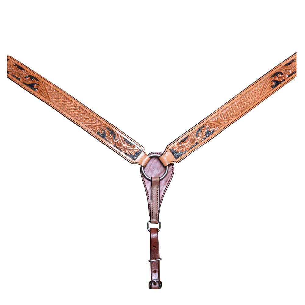 HILASON COMFYTACK Western Horse Leather Breast Collar Side Buck Stitch Tan | Horse Breast Collar | Leather Breast Collar | Western Breast Collar | Breast Collar for Horses