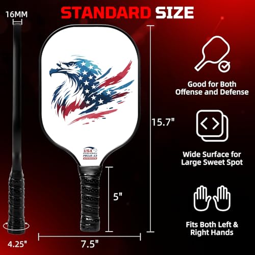 Image of BAGAIL Pickleball Paddles, USAPA Approved Fiberglass Surface Pickleball Set, Lightweight Pickle Ball Rackets with 4 Balls, 1 Bag, Designed in California for Traction and Stability