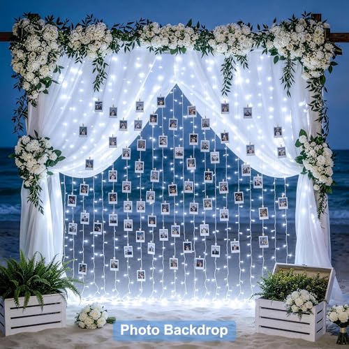Image of JMEXSUSS 300 LED Curtain Lights, Indoor String Lights for Bedroom, White