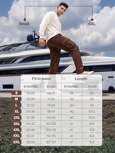 Image of Fflirtygo Mens Cargo Pants Cotton | Track Pants with Zip Pockets | 4 Pocket Joggers | Baggy Lower for Men | Sizes Upto 6XL