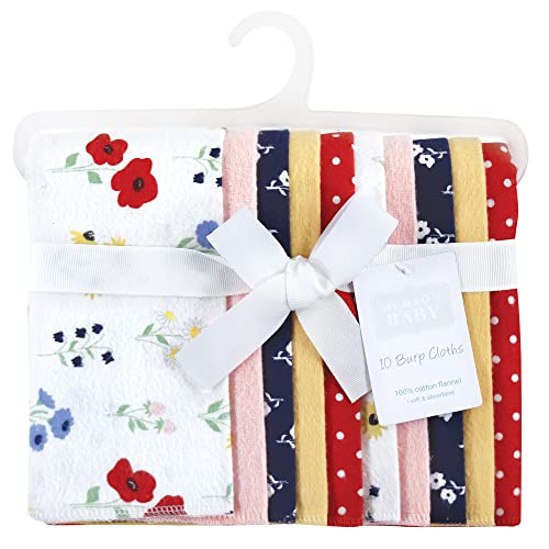 Image of Hudson Baby Unisex Baby Cotton Flannel Burp Cloths, Wildflower, One Size