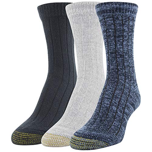 Gold Toe Women's Ultra Soft and Cozy Crew Socks, 3 Pairs, Denim/Grey/Black, Shoe Size: 6-9