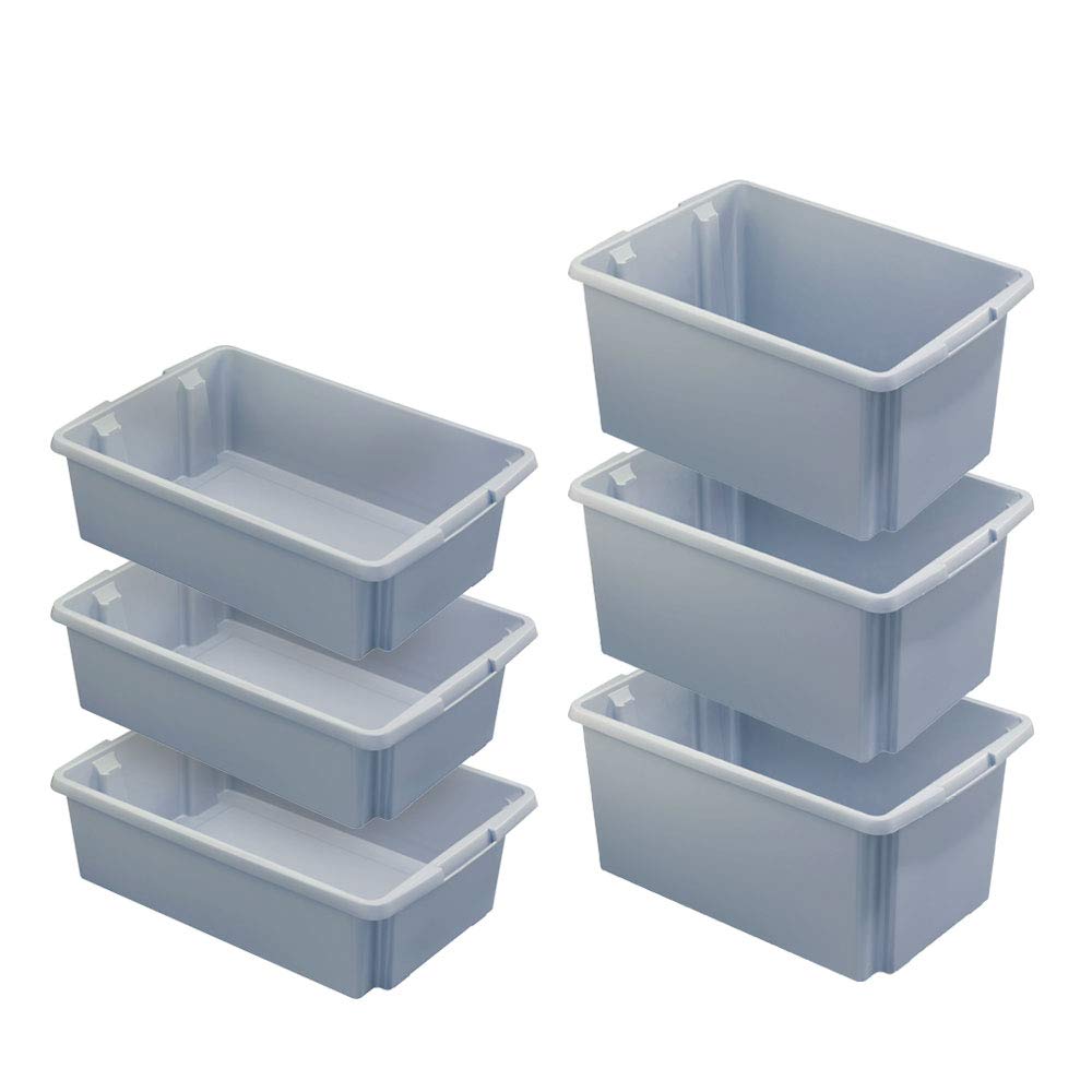 BRB Set di 6 contenitori impilabili per alimenti, dimensioni base 595 x 395 mm, 3 x grigio – 30 litri, 3 x grigio – 51 litri