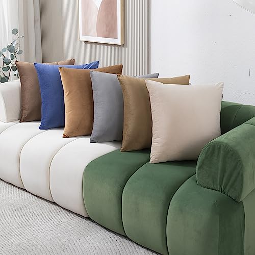 Image of HOKIPO Velvet Cushion Cover 22 Inch x 22 Inch, Cream, Pack of 2 (IN-579-CRM-22IN*2)