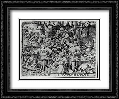The Fat Kitchen 24x20 Black Ornate Frame and Double Matted Museum Art Print by Pieter Bruegel the Elder