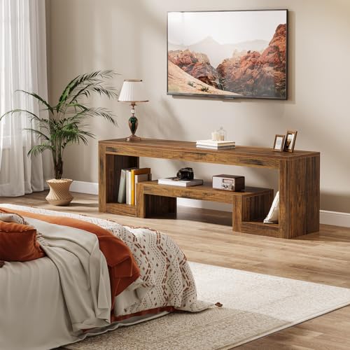 Image of Tribesigns 63-Inch TV Stand for 55 /60 /65 /75-Inch TVs, Farmhouse Entertainment Center with Open Storage Shelves, Wood Television Console for Living Room, Bedroom