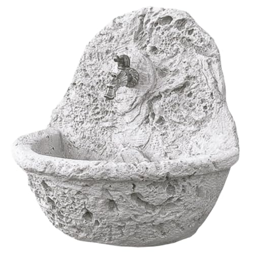 Fontana a parete da giardino, manufatto in granulato di pietra, sospesa