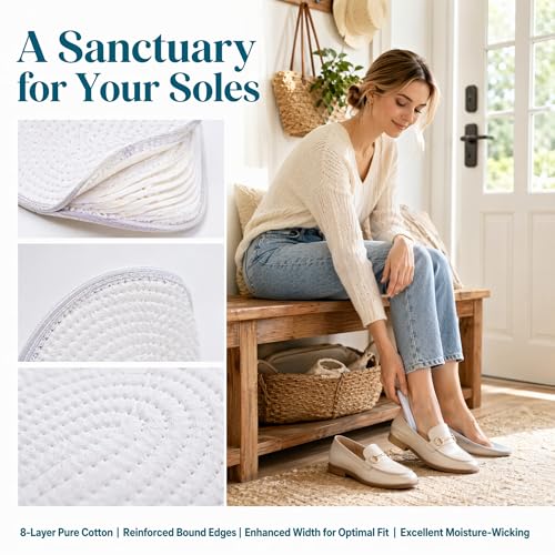 Image of 5 Pairs Shoe Inserts for Women, Handmade Soft Insoles, Washable Sweat-Absorbing Pads, All-Cotton Shoe Insoles Cuttable Footbeds for Sneakers, Flats, Crocs, Comfort for Everyday Use (men 7 / women 8.5)