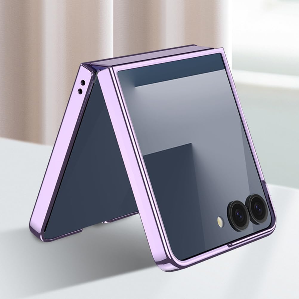 Étui pour Samsung Galaxy Z Flip 7, Mince Electroplated Cadre Housse Transparente Coque Antichoc,Noir,Flip 7