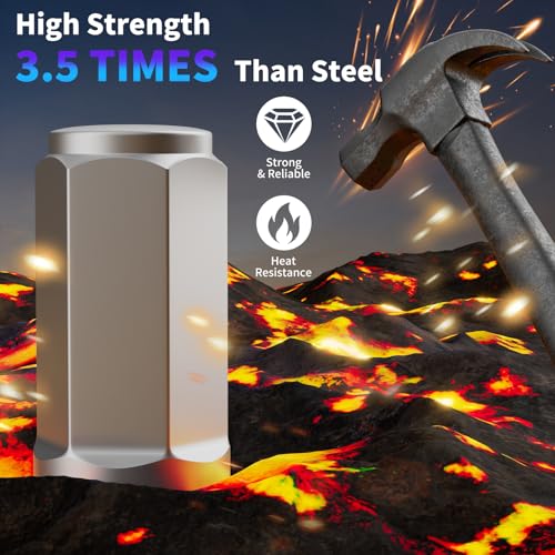 Image of Titanium 1 /2-20 Lug Nuts, 20pc | Ultra-Light Closed End Wheel Nuts, High-Strength & Corrosion-Resistant Titanium Alloy, 60-Degree Conical Seat