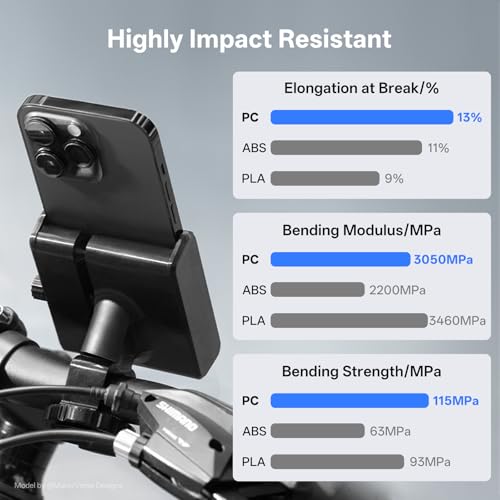 Image of ANYCUBIC PC Filament 1.75mm, Tough and Long-Lasting Polycarbonate 3D Printer Filament, Accuracy + /- 0.02mm, Fit Most FDM 3D Printer, Translucent White