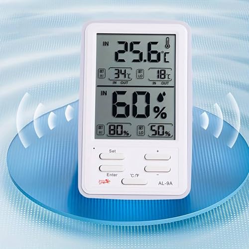Image of KRESHU Digital Alarm Thermometer and Hygrometer Humidity Clock LCD Display Temperature Internal & External Sensor Meter Measurement Tool Electronic Humidity Clock for Home, Office (1-Pcs)