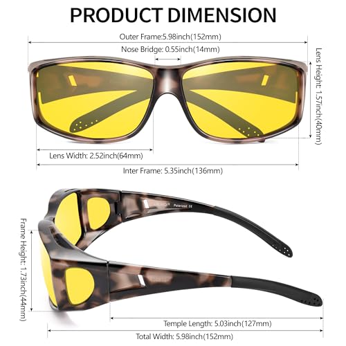 Image of URUMQI Night Vision Driving Glasses Fit Over Eyeglasses for Men Women
