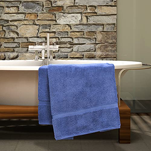 Image of BC BARE COTTON Luxury Hotel & Spa Towel Turkish Cotton Bath Towels - Wedgewood - Dobby Border - Set of 2